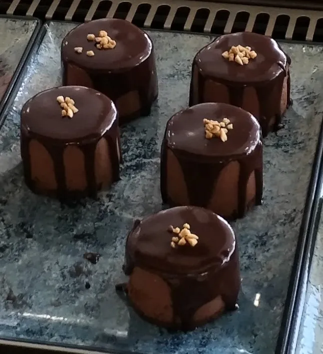 Pasteles individuales cubiertos de chocolate